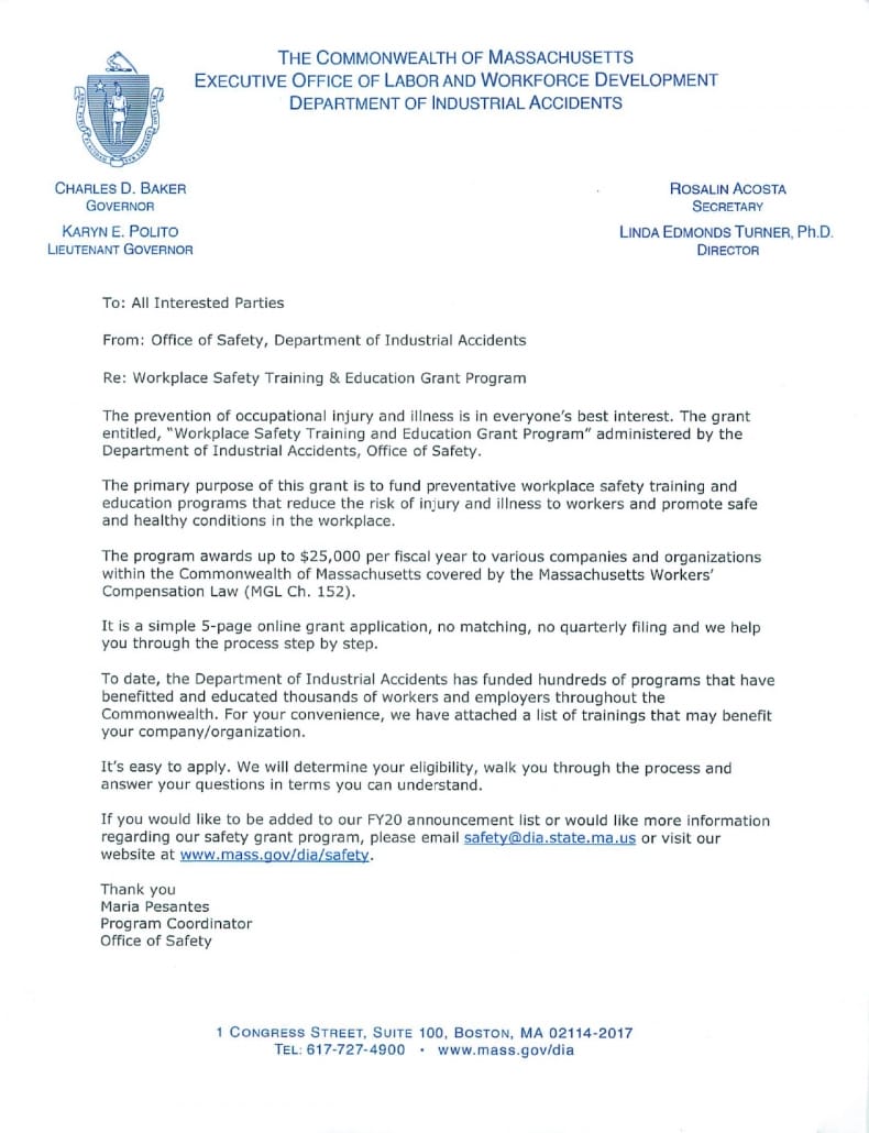 Workplace Safety Training Grant » North Central Massachusetts Chamber
