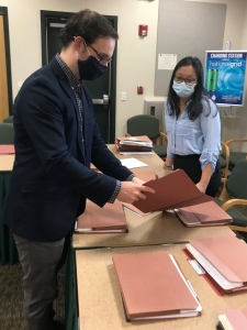 Employees reviewing loan files